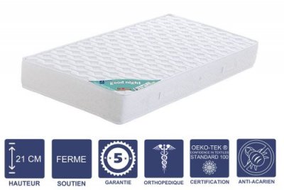 LITERIE JULIEN Matelas 140x190 x 21 cm - Ferme - Aertech+ 35 Kg/m3 HR Derni&egrave;re G&eacute;n&eacute;ration - Tr&egrave;s Respirant