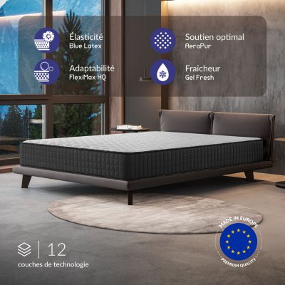 NATURALEX Matelas 140x190x24 cm - Blue Latex - M&eacute;moire de forme HR