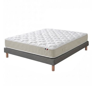 IDLITERIE Matelas 160 X 200 100% Latex 3 Zones Pure Avec Sommier Gris