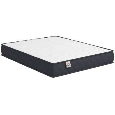 HOMCOM Matelas 160x200 respirant mousse &agrave; m&eacute;moire de forme gris blanc