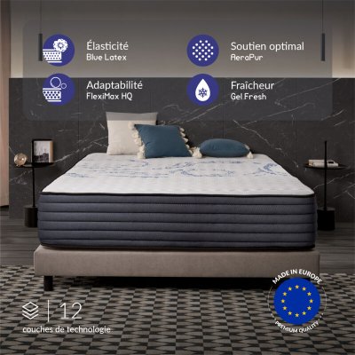 NATURALEX Matelas 180x200 cm - Mousse HR, Blue Latex, Tr&egrave;s &eacute;pais 32 cm
