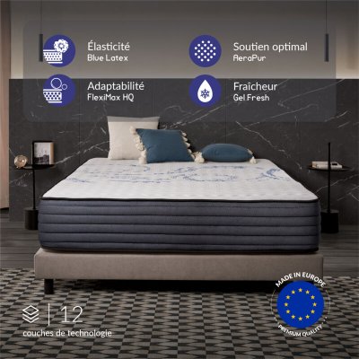 NATURALEX Matelas 180x200x30 cm - Accueil Blue Latex - Mousse HR