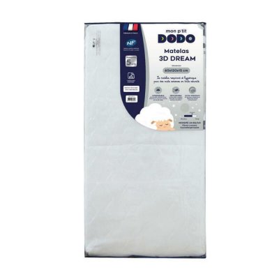  Matelas 3D dream ultra respirant et ventil&eacute; 70x140 cm Blanc/Anthracite
