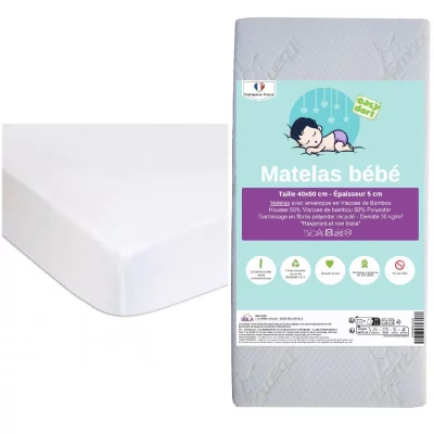 EASY DORT Matelas 40x80 + 2 al&egrave;ses coton bio 3700785605335