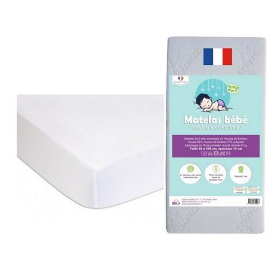 EASY DORT Matelas 50x100 + 2 al&egrave;ses coton blanc