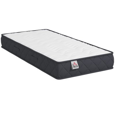 HOMCOM Matelas 90x190 respirant fermet&eacute; moyenne mousse m&eacute;moire forme gris blanc