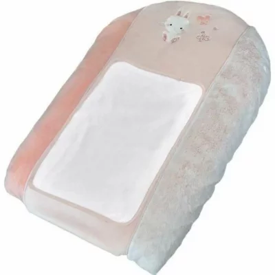 DOMIVA Matelas &agrave; langer et housse b&eacute;b&eacute; lapinou en velours rose