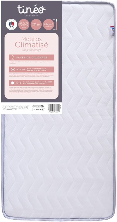 TINEO Matelas b&eacute;b&eacute; climatis&eacute; compress&eacute; - 70 x 140 cm - Epaisseur 11 cm -