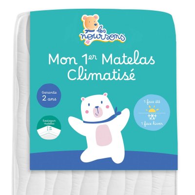 LES NOURSONS Matelas B&eacute;b&eacute; Climatis&eacute; - Face &Eacute;t&eacute; / Hiver Blanc
