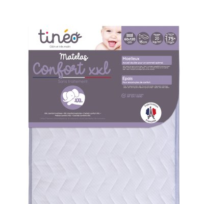 TINEO Matelas b&eacute;b&eacute; Confort XXL - 60 cm x 120 cm x 15 cm