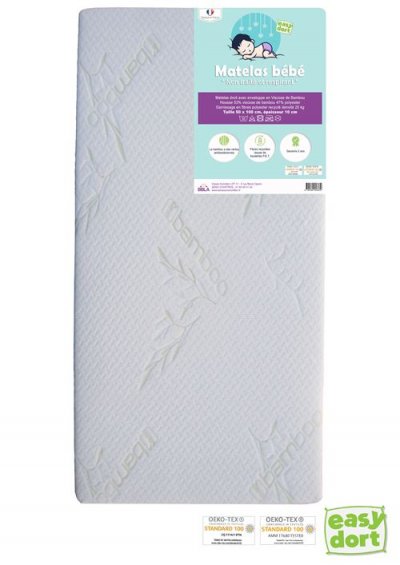 EASY DORT Matelas b&eacute;b&eacute; en Bambou pour lit 50x100 cm