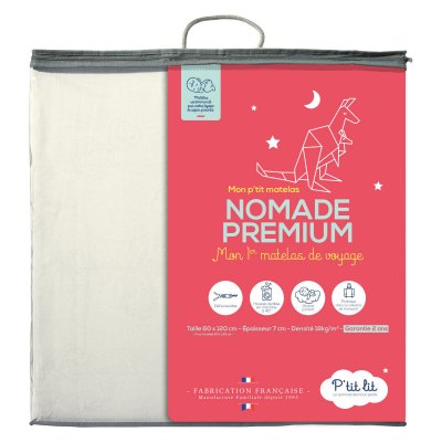P TIT LIT Matelas b&eacute;b&eacute; pliant 2 parties d&eacute;houssable NOMADE PREMIUM 60x120