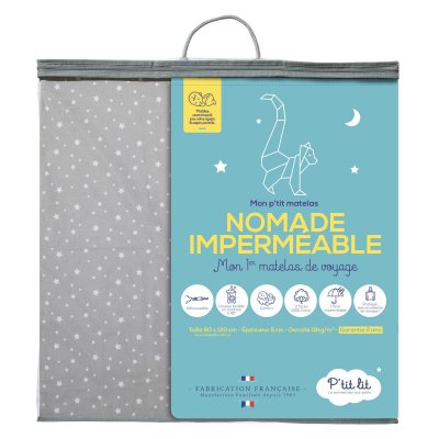 P TIT LIT Matelas b&eacute;b&eacute; pliant imperm&eacute;able et d&eacute;houssable 60x120