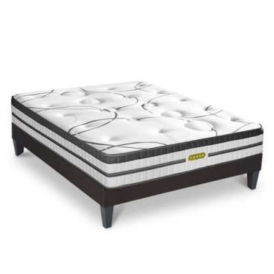 MAISON AUBERTIN Matelas Concorde Ressorts ensach&eacute;s Accueil m&eacute;moire de forme Ferme et sommier en kit - 140x200cm