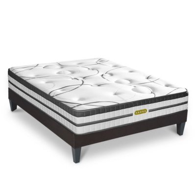 MAISON AUBERTIN Matelas Concorde Ressorts ensach&eacute;s Accueil m&eacute;moire de forme Ferme et sommier en kit - 180x200cm