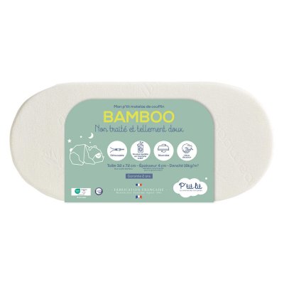P TIT LIT Matelas de couffin sans traitement d&eacute;houssable et r&eacute;versible 32x72cm