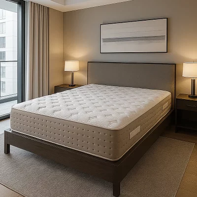 LUXURY LITERIE Matelas Dreamlux ressorts ensach&eacute;s mousse haute densit&eacute; r&eacute;versible 160x200 cm