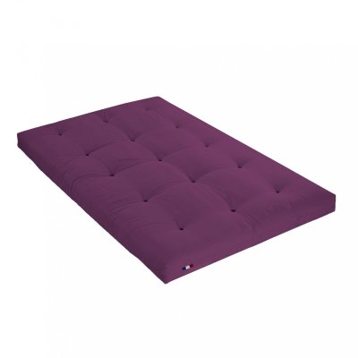 IDLITERIE Matelas Futon Coton Couleur - Aubergine, Dimensions - 140 x 190 cm 