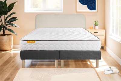 SEPTNUITS Matelas m&eacute;moire de forme 180x200 + double sommiers gris 90x200 memo