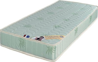 MERINOS Matelas Mousse Ferme Luxe Aloe 70x190 - Face Laine  - Tissu &agrave; l'Alo&eacute; Vera