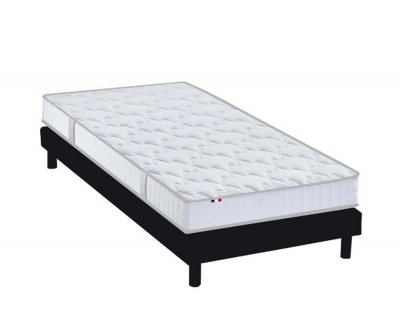 IDLITERIE Matelas Mousse Haute R&eacute;silience + Sommier Kit Anthracite 90x190