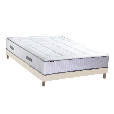 IDLITERIE Matelas Ressorts 7 Zones Sommier En Kit Beige Lattes 140x190
