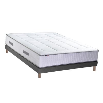 IDLITERIE Matelas Ressorts 7 Zones Sommier En Kit Gris Lattes 140x190