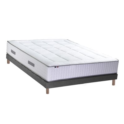 IDLITERIE Matelas Ressorts 7 Zones Sommier En Kit Gris Lattes 160x200