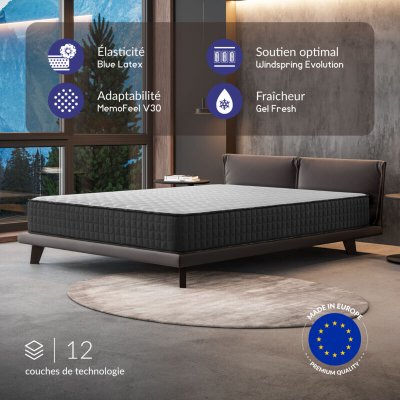 NATURALEX Matelas Ressorts Ensach&eacute;s 140x200 - &Eacute;pais 24 cm - Mi-Ferme