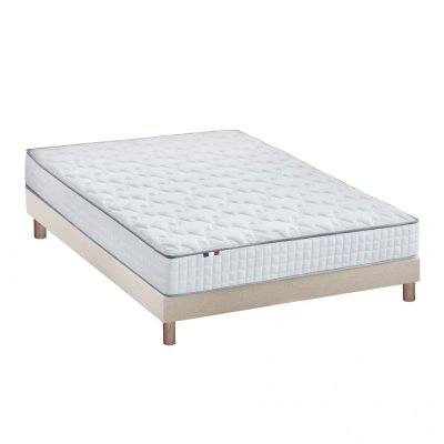 IDLITERIE Matelas Ressorts Sommier Kit Beige &Agrave; Lattes Flexibles 140x190