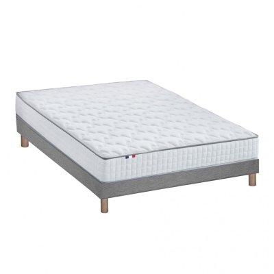 IDLITERIE Matelas Ressorts Sommier Kit Gris &Agrave; Lattes Flexibles 140x190