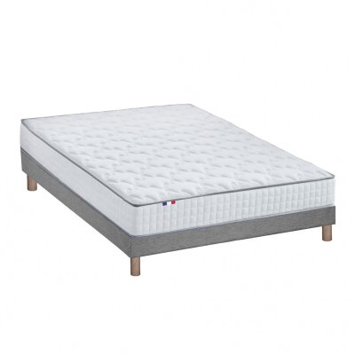 IDLITERIE Matelas Ressorts Sommier Kit Gris &Agrave; Lattes Flexibles 160x200