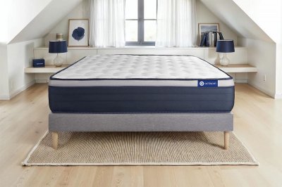 ACTISOM Matelas + sommier 140x190 ressorts ensach&eacute;s et m&eacute;moire de forme  - Actiflex max