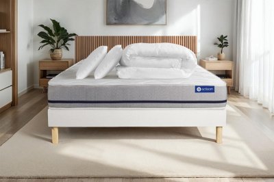 ACTISOM Matelas + sommier 140x200 + couette + 2 oreillers  - Actimemo soft