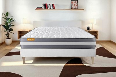 SEPTNUITS Matelas + sommier 140x200 memo plus m&eacute;moire de forme 3 zones