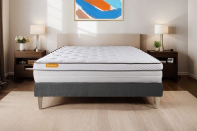 SEPTNUITS Matelas + sommier 140x200 ressorts ensach&eacute;s et m&eacute;moire de forme Ensemble Memo luxe 140x200 cm