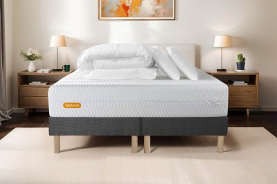 SEPTNUITS Matelas + sommier 160x200 + couette + 2 oreillers Pack Memo bio 160x200 cm