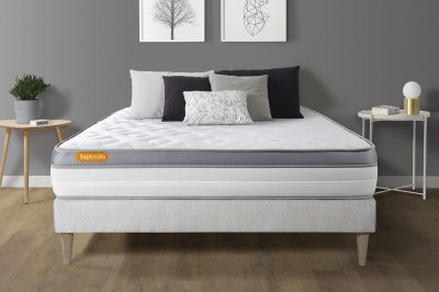 SEPTNUITS Matelas + sommier 160x200 m&eacute;moire de forme Ensemble Memo zen 160x200 cm