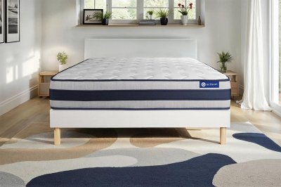 ACTISOM Matelas + sommier 160x200 ressorts ensach&eacute;s et m&eacute;moire de forme  - Actiflex ergo