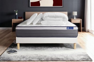 ACTISOM Matelas + sommier 200x200 + couette + 2 oreillers  - Actilatex plus