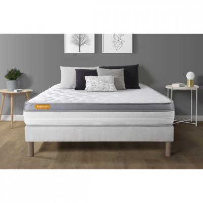 SEPTNUITS Matelas + sommier 90x190 m&eacute;moire de forme Ensemble Memo zen 90x190 cm