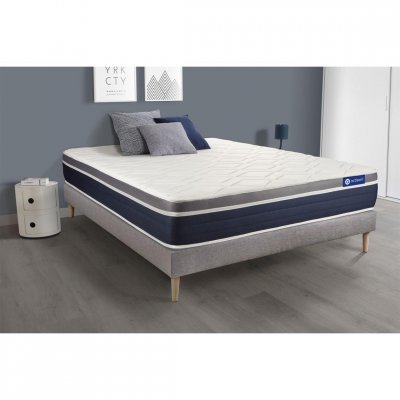 ACTISOM Matelas + sommier 90x190 ressorts ensach&eacute;s et m&eacute;moire de forme  - Actiflex confort