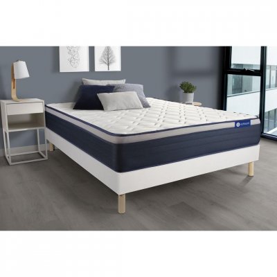 ACTISOM Matelas + sommier 90x190 ressorts ensach&eacute;s et m&eacute;moire de forme  - Actiflex max