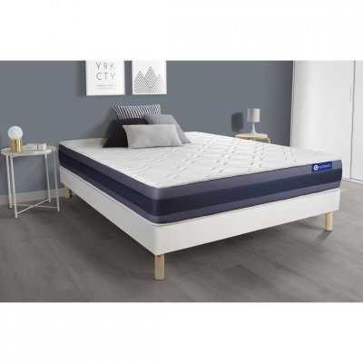 ACTISOM Matelas + sommier 90x190 ressorts ensach&eacute;s et m&eacute;moire de forme  - Actiflex morpho