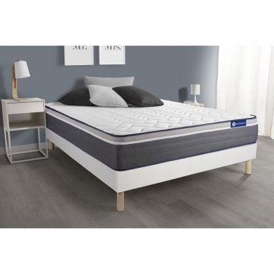ACTISOM Matelas + sommier 90x190 ressorts ensach&eacute;s et m&eacute;moire de forme  - Actiflex plus