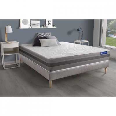 ACTISOM Matelas + sommier 90x190 ressorts ensach&eacute;s et m&eacute;moire de forme  - Actiflex relax
