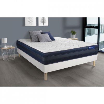 ACTISOM Matelas + sommier 90x190 ressorts ensach&eacute;s et m&eacute;moire de forme  - Actiflex tech