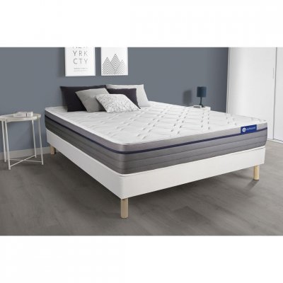 ACTISOM Matelas + sommier 90x190 ressorts ensach&eacute;s et m&eacute;moire de forme  - Actiflex zen