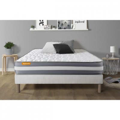 SEPTNUITS Matelas + sommier 90x200 Memo Plus M&eacute;moire de forme 3 zones