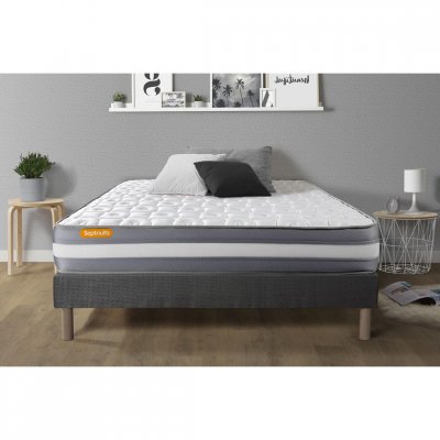SEPTNUITS Matelas + sommier 90x200 m&eacute;moire de forme Ensemble Memo plus 90x200 cm
